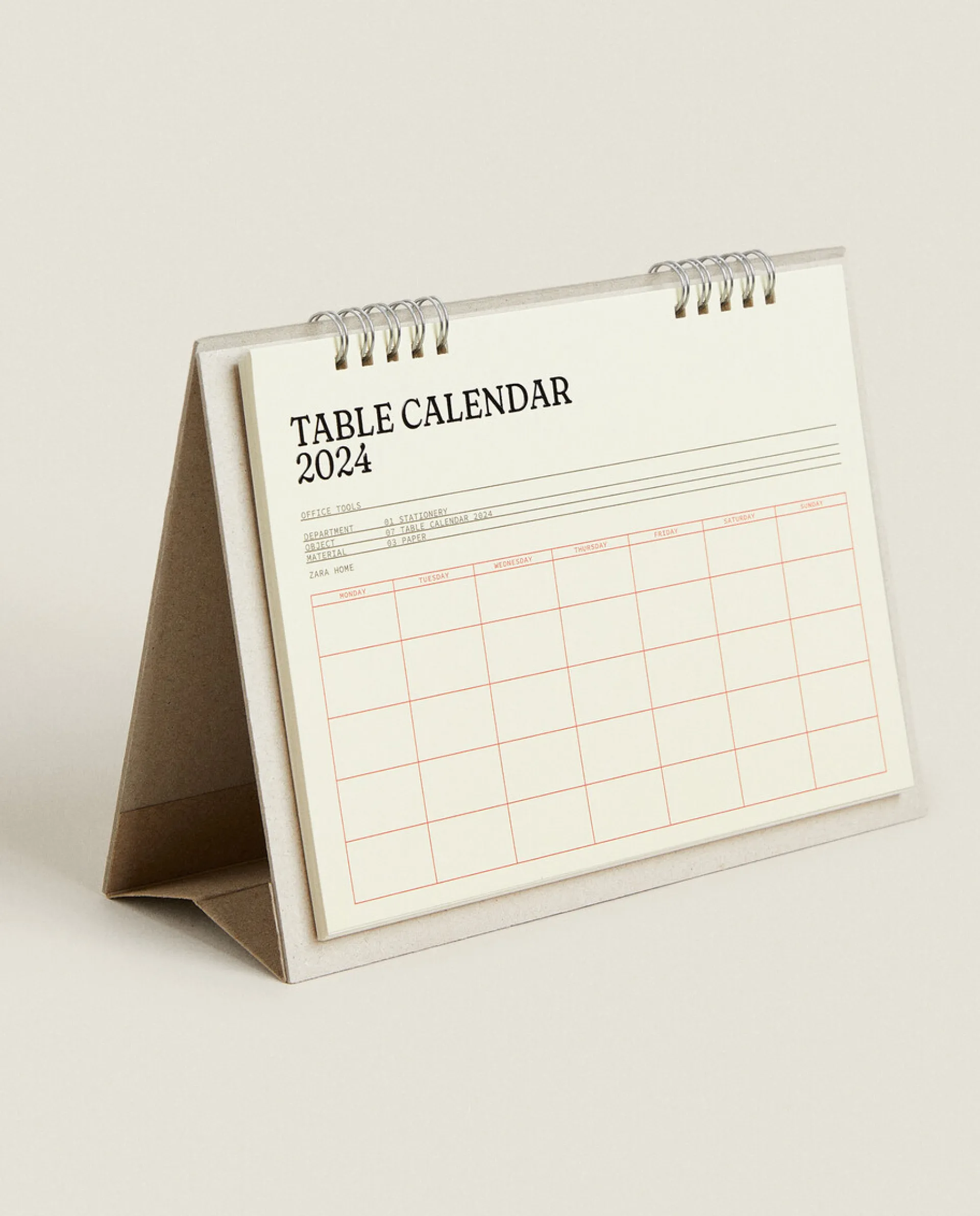 Stationery*ZARA Home 2024 Desk Calendar Cream