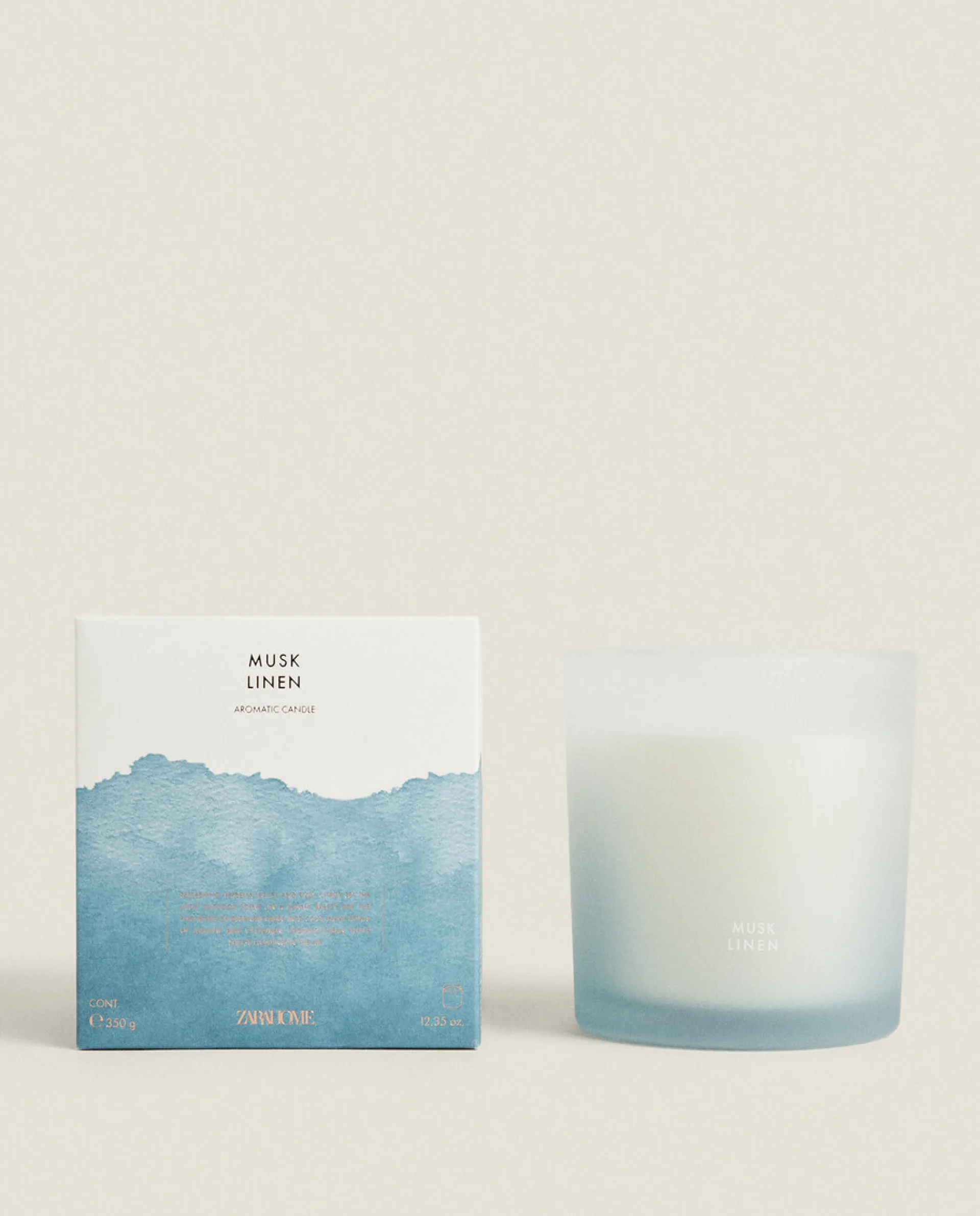 Candles*ZARA Home (350 G) Musk Linen Scented Candle Light Blue