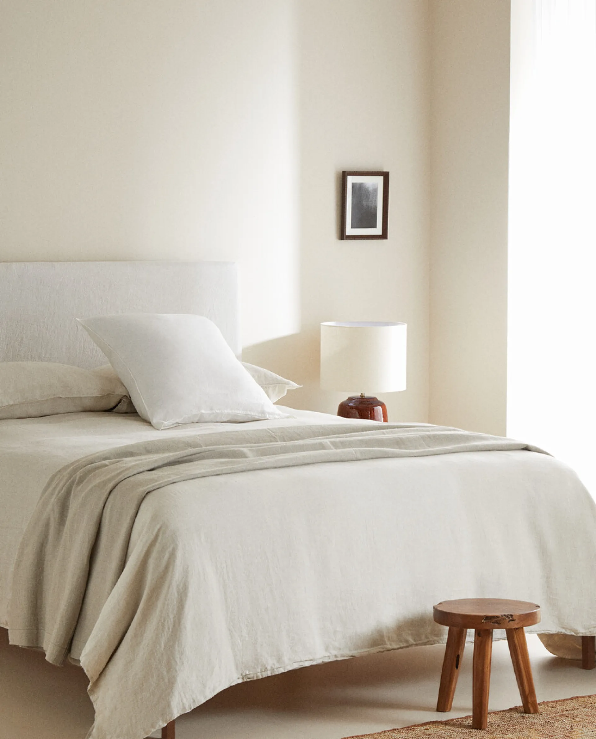 Fitted Sheets*ZARA Home (160 Gsm) Washed Linen Fitted Sheet Natural Colour