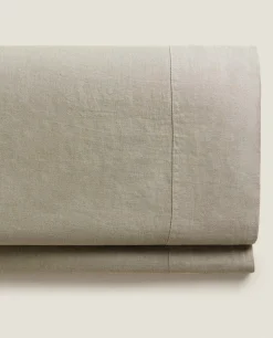 Flat Sheets*ZARA Home (140 Gsm) Washed Linen Flat Sheet Middle Grey