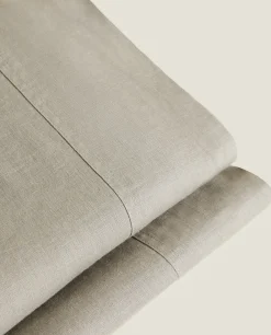 Flat Sheets*ZARA Home (140 Gsm) Washed Linen Flat Sheet Middle Grey