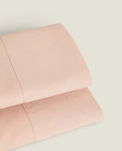 Flat Sheets*ZARA Home (180 Thread Count) Cotton Percale Flat Sheet Pink