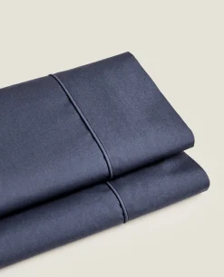Flat Sheets*ZARA Home (300 Thread Count) Cotton Percale Flat Sheet Navy