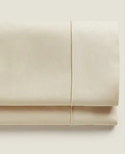 Flat Sheets*ZARA Home (300 Thread Count) Cotton Percale Flat Sheet Beige