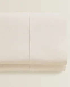 Flat Sheets*ZARA Home (300 Thread Count) Cotton Percale Flat Sheet Cream