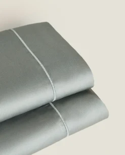 Flat Sheets*ZARA Home (300 Thread Count) Cotton Sateen Flat Sheet Verde