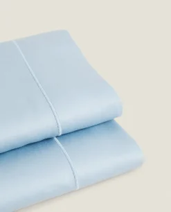 Flat Sheets*ZARA Home (300 Thread Count) Cotton Sateen Flat Sheet Azul