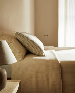 Duvet Covers*ZARA Home (300 Thread Count) Striped Washed Sateen Duvet Cover Butter Yellow