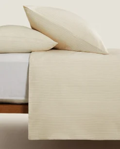 Duvet Covers*ZARA Home (300 Thread Count) Striped Washed Sateen Duvet Cover Butter Yellow
