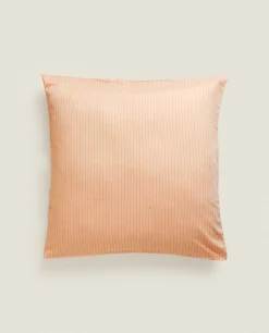 Pillowcases*ZARA Home (300 Thread Count) Striped Washed Sateen Pillowcase Coral