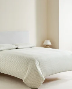 Duvet Covers*ZARA Home (300 Thread Count) Striped Washed Sateen Duvet Cover Butter Yellow