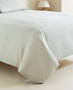 Duvet Covers*ZARA Home (300 Thread Count) Striped Washed Sateen Duvet Cover Butter Yellow