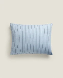 Pillowcases*ZARA Home (300 Thread Count) Striped Washed Sateen Pillowcase Blue