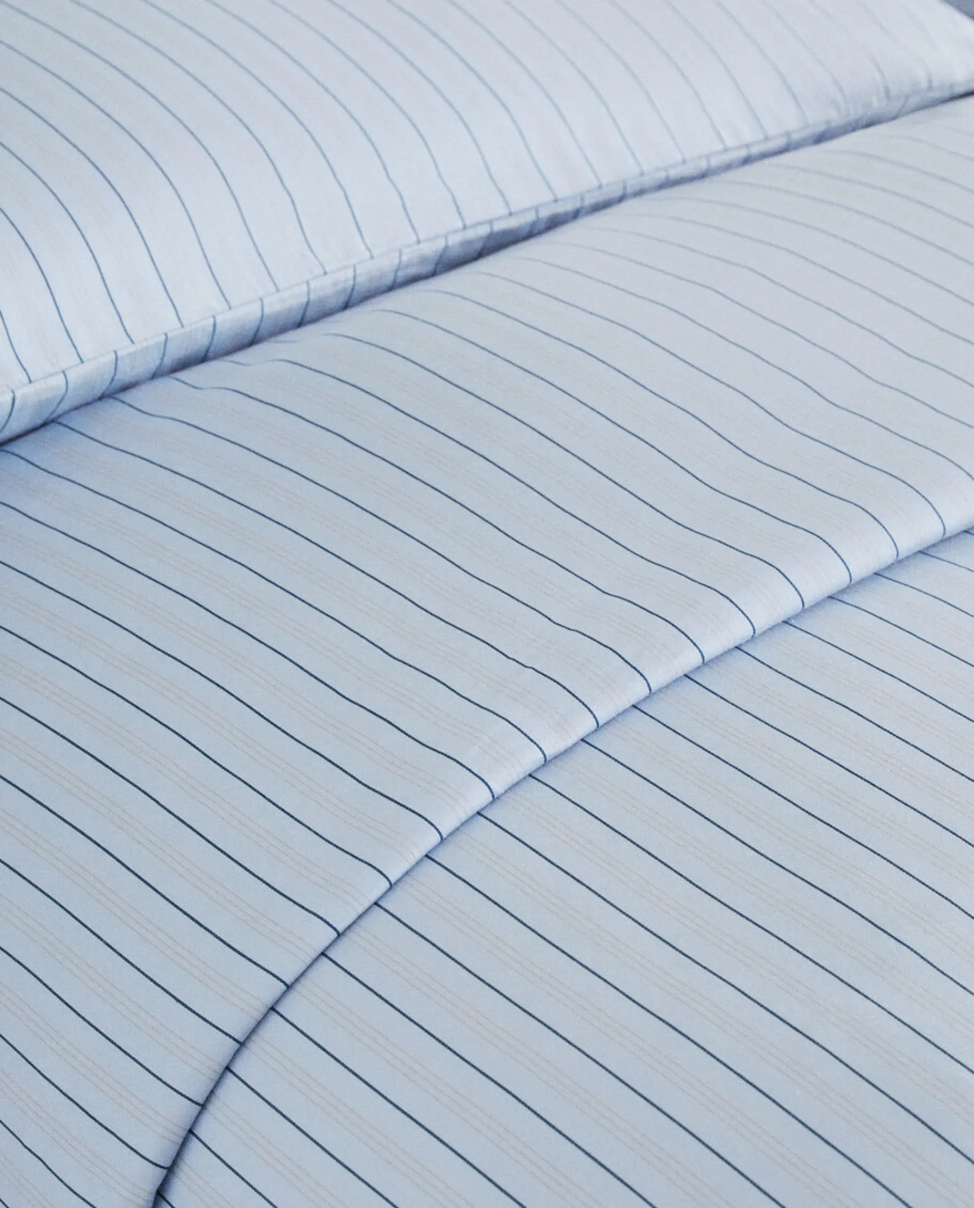 Duvet Covers*ZARA Home (300 Thread Count) Striped Washed Sateen Duvet Cover Blue