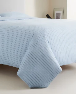 Duvet Covers*ZARA Home (300 Thread Count) Striped Washed Sateen Duvet Cover Blue