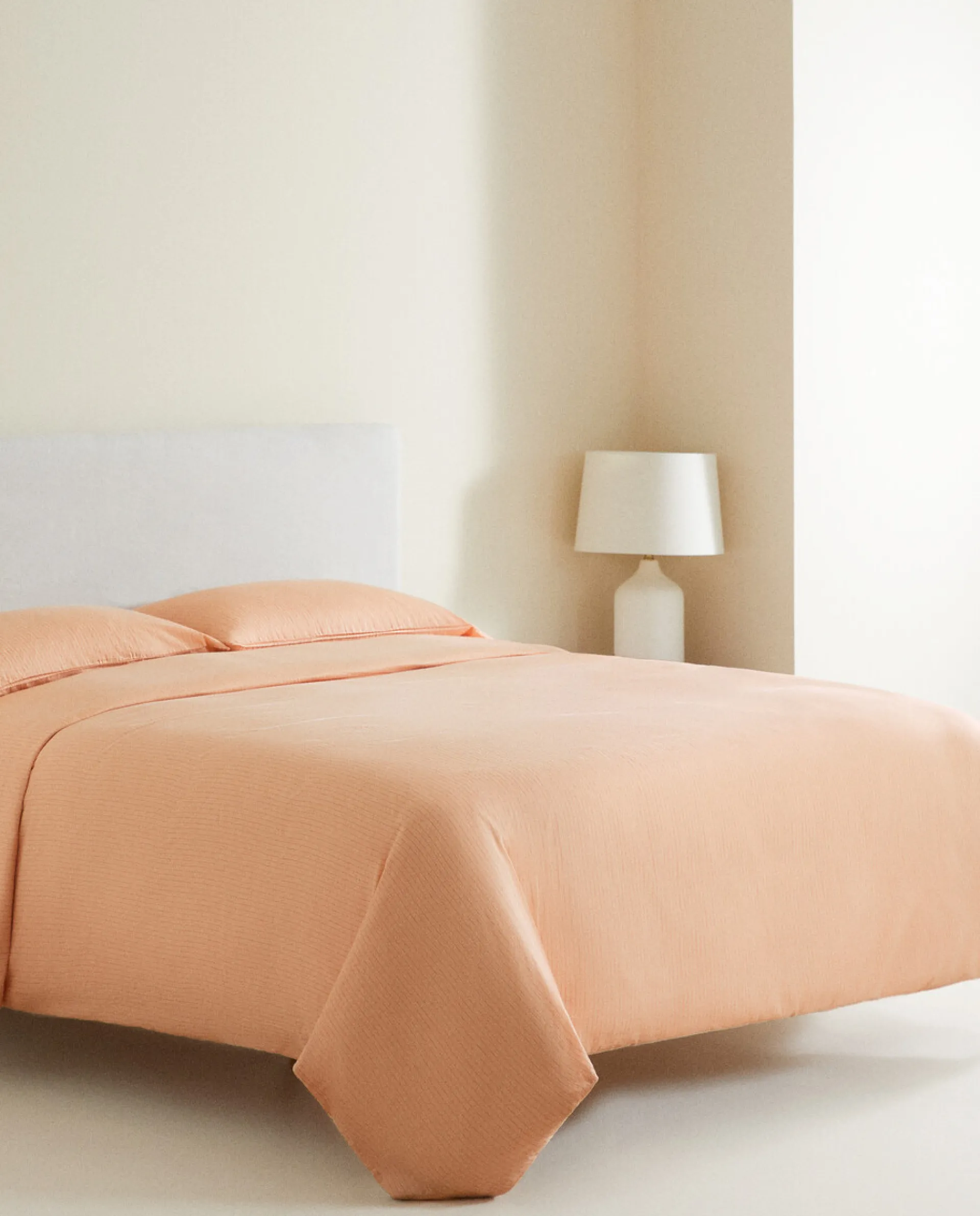 Duvet Covers*ZARA Home (300 Thread Count) Striped Washed Sateen Duvet Cover Coral