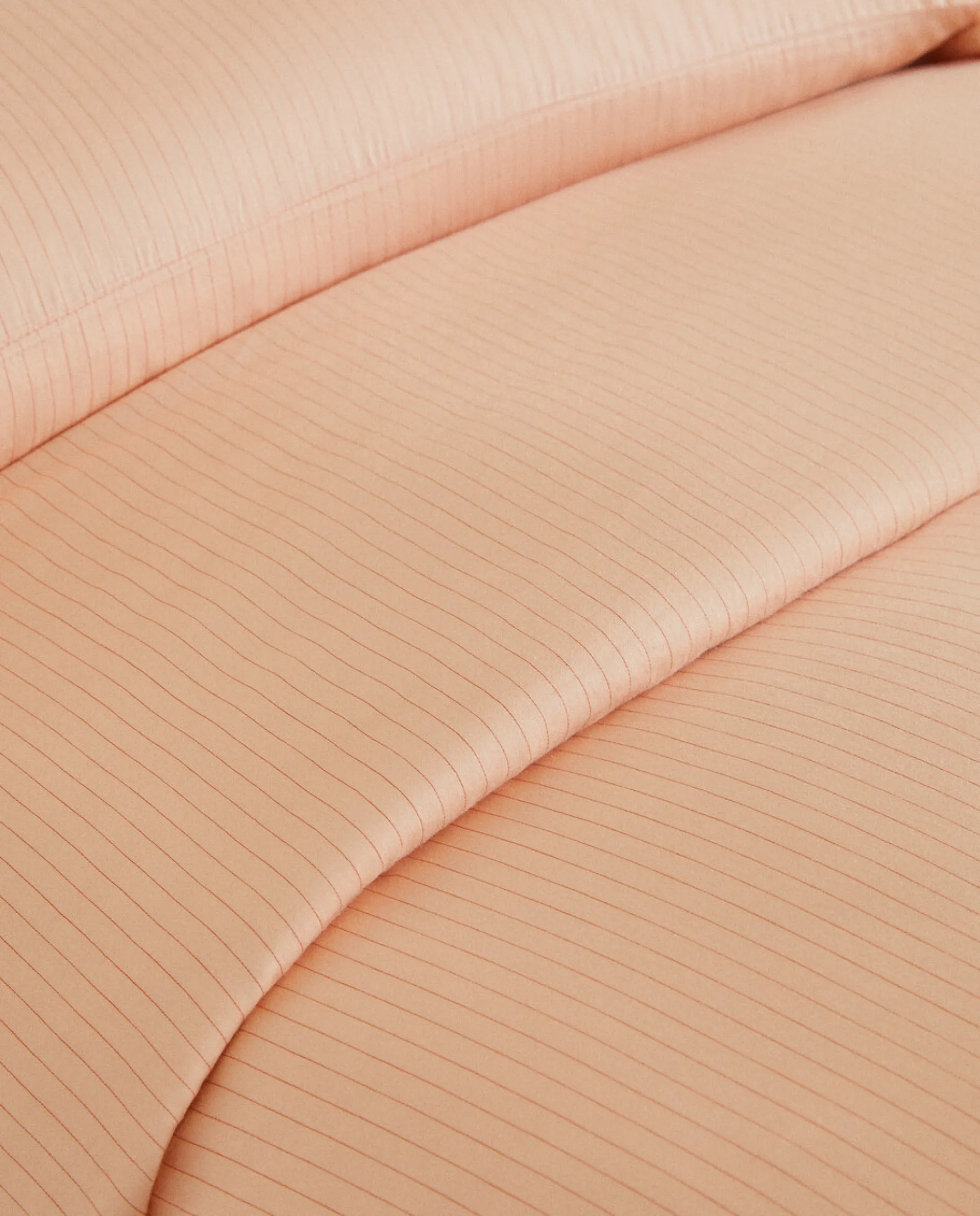 Duvet Covers*ZARA Home (300 Thread Count) Striped Washed Sateen Duvet Cover Coral
