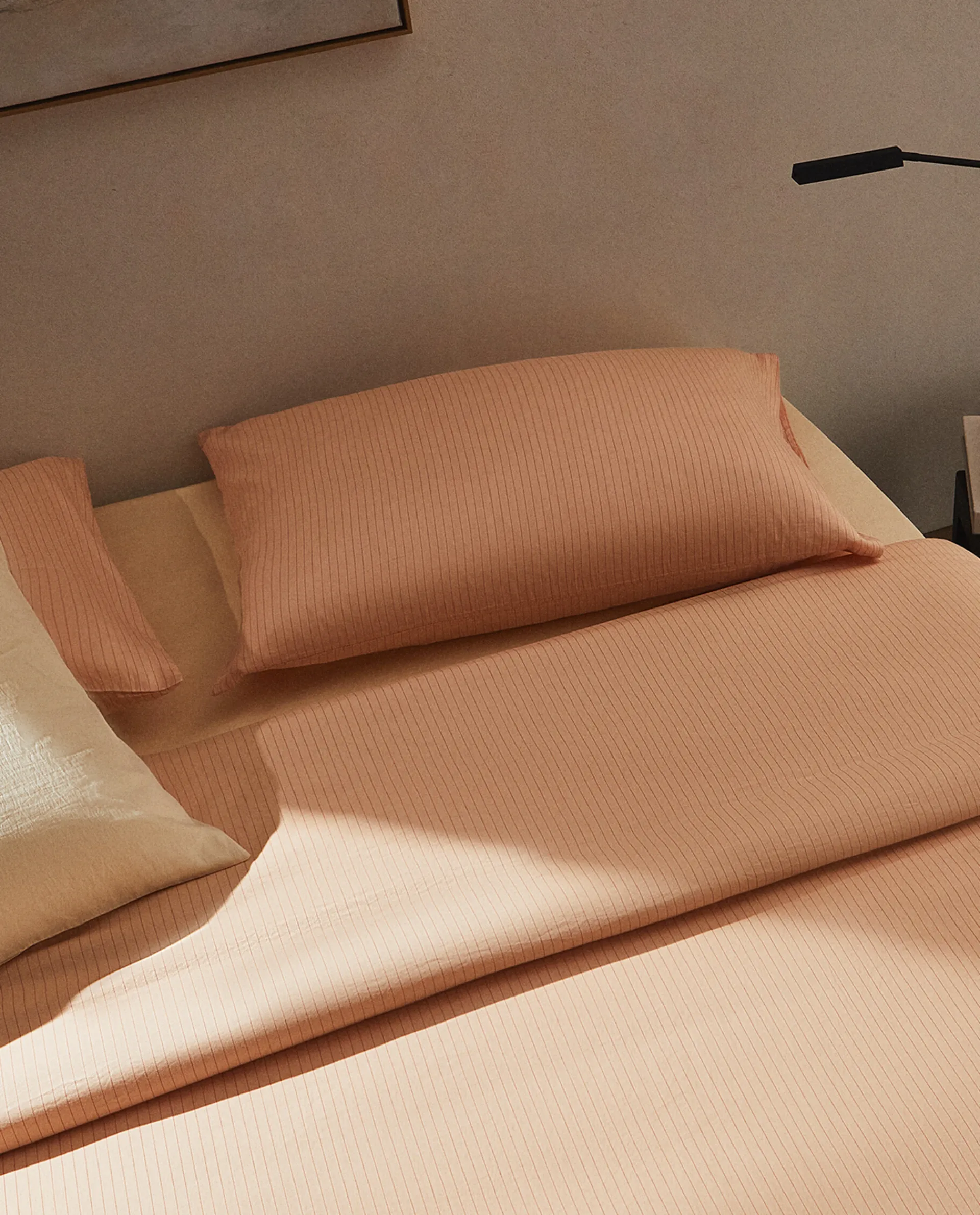 Duvet Covers*ZARA Home (300 Thread Count) Striped Washed Sateen Duvet Cover Coral
