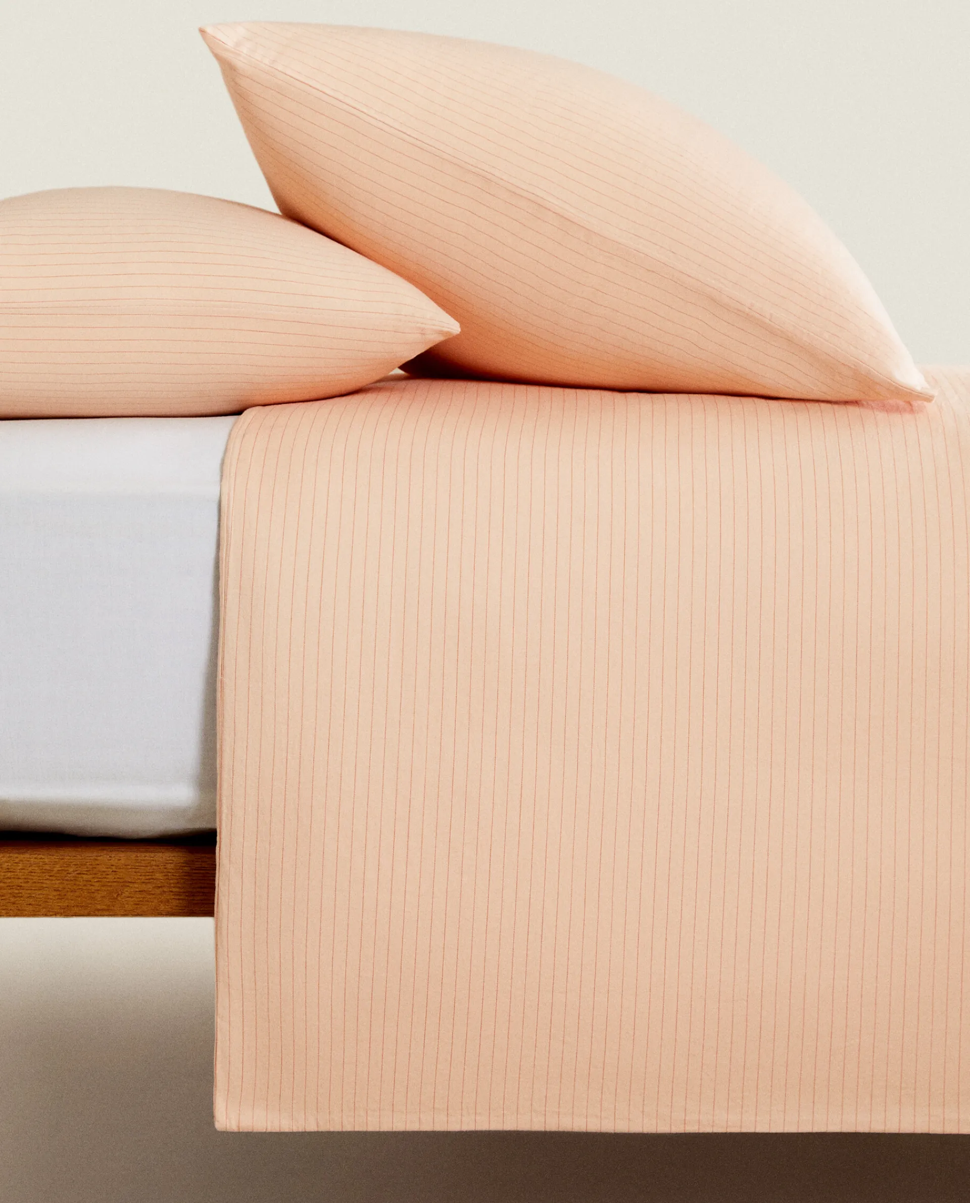 Duvet Covers*ZARA Home (300 Thread Count) Striped Washed Sateen Duvet Cover Coral