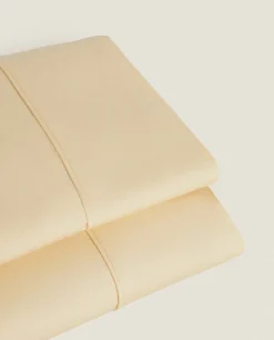 Flat Sheets*ZARA Home (300 Thread Count) Washed Sateen Flat Sheet Butter Yellow
