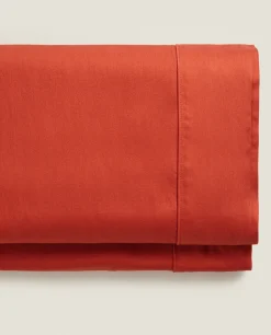 Flat Sheets*ZARA Home (300 Thread Count) Washed Sateen Flat Sheet Coral
