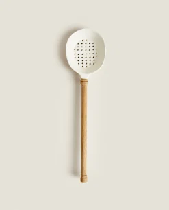 Kitchen Utensils*ZARA Home Acacia Slotted Spoon Cream