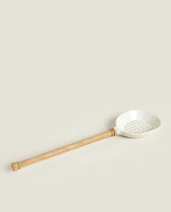 Kitchen Utensils*ZARA Home Acacia Slotted Spoon Cream
