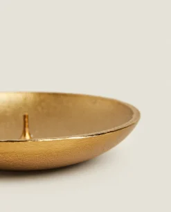 Candlesticks And Tealight Holders*ZARA Home Aged Finish Tealight Holder Gold-T