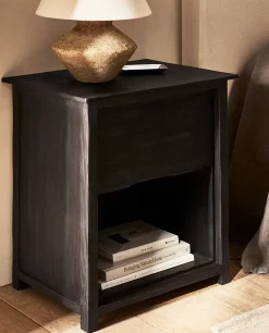 Bedside/Occasional Tables*ZARA Home Ash Bedside Table Black
