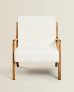 Armchairs*ZARA Home Ash Wood And Linen Armchair Oyster White