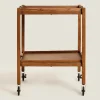 Furniture*ZARA Home Ash Wood Folding Cart With Trays Brown