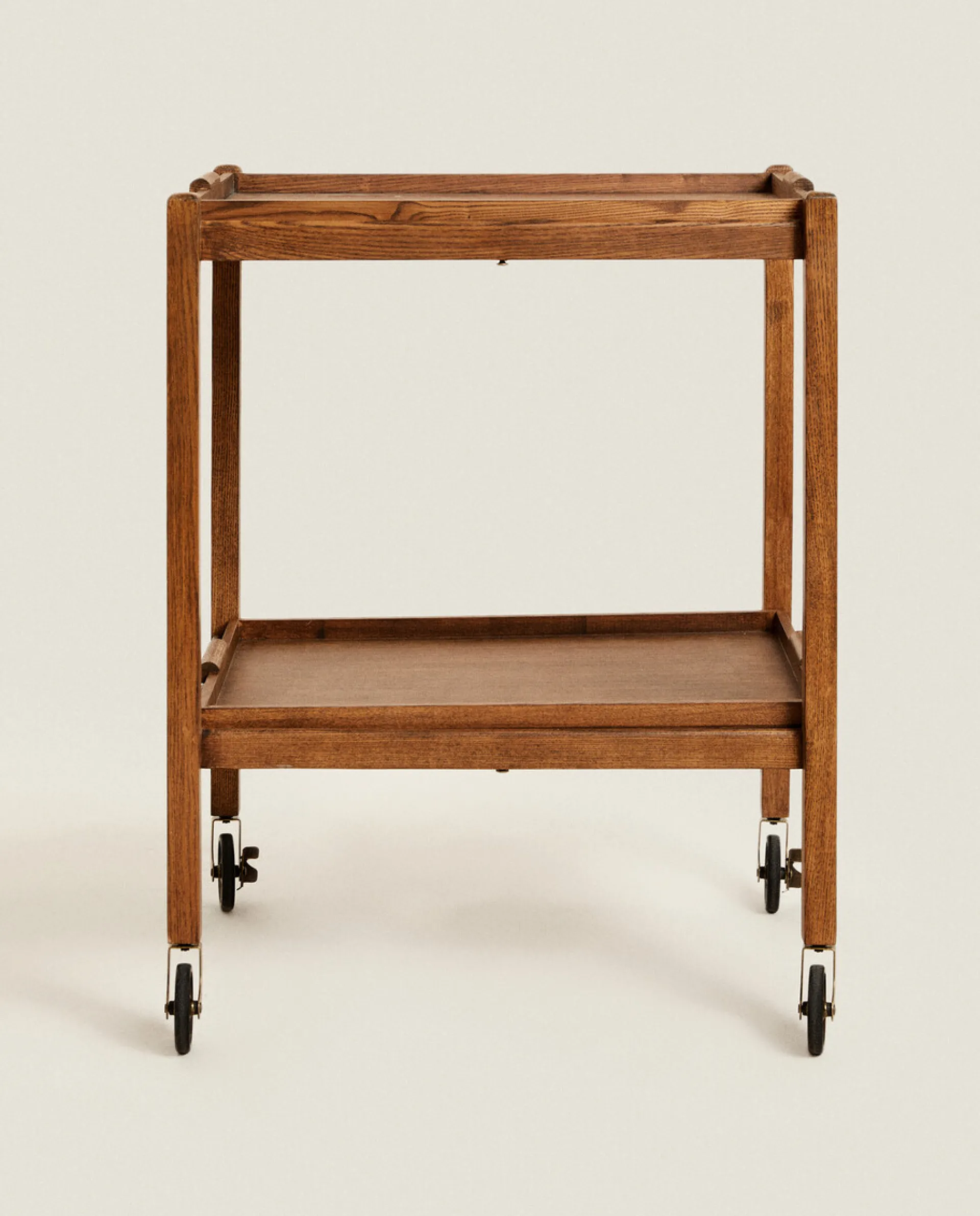 Furniture*ZARA Home Ash Wood Folding Cart With Trays Brown