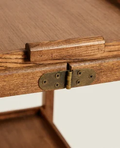 Furniture*ZARA Home Ash Wood Folding Cart With Trays Brown