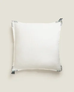 Solid*ZARA Home Backstitched Throw Pillow Cover Cream