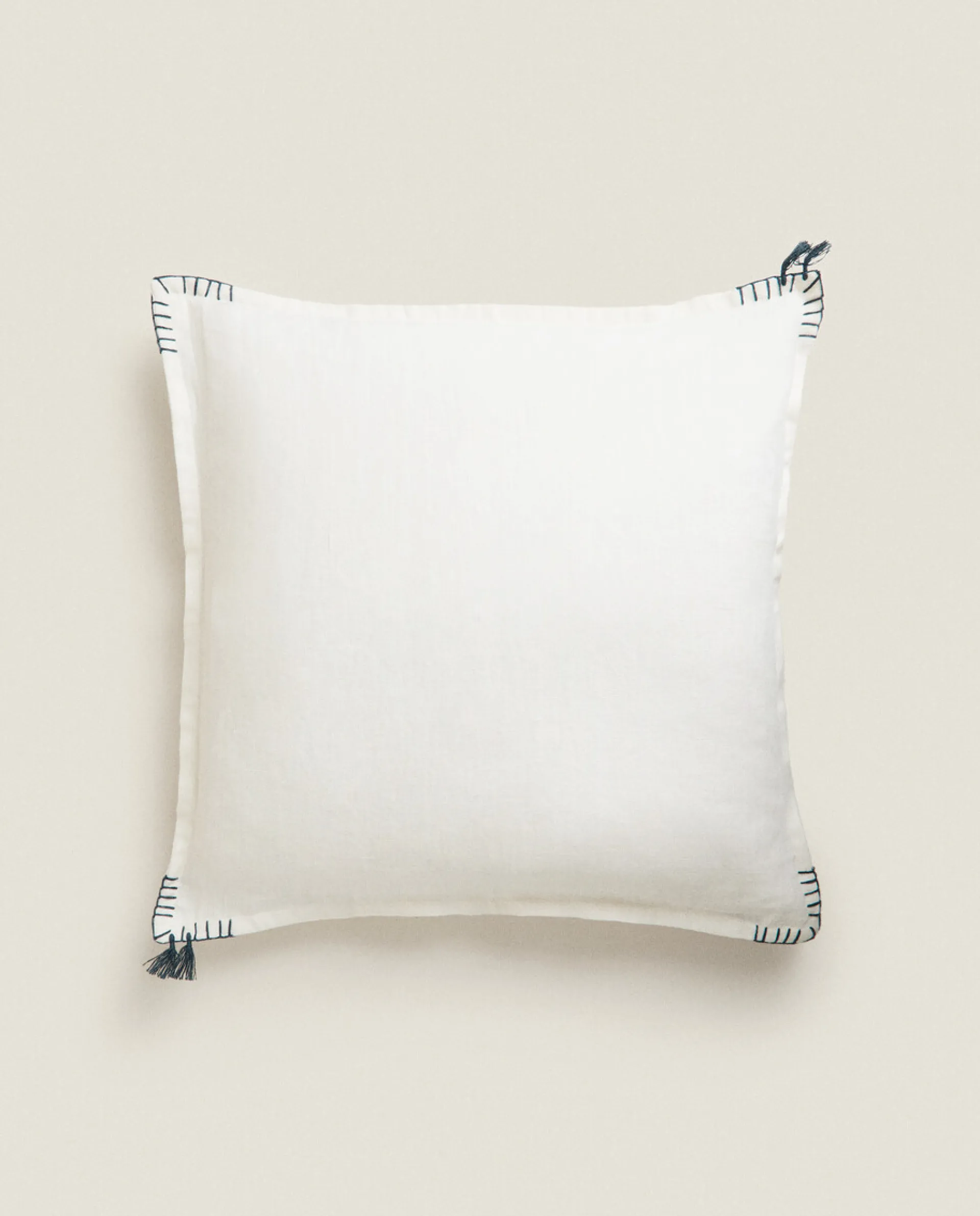Solid*ZARA Home Backstitched Throw Pillow Cover Cream