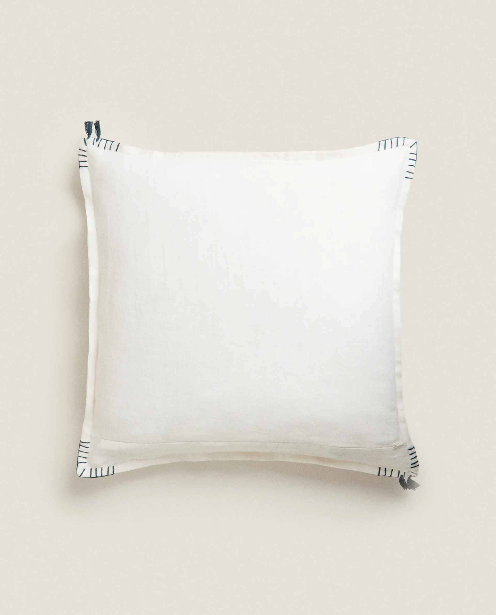 Solid*ZARA Home Backstitched Throw Pillow Cover Cream