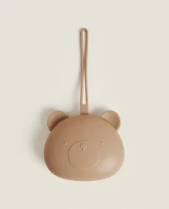 Accessories*ZARA Home Bear Silicone Pacifier Case Brown