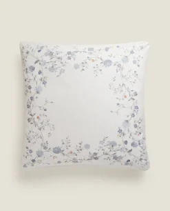 Pillowcases*ZARA Home Blue Flowers Pillowcase Oyster White
