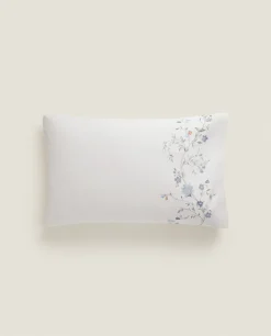 Pillowcases*ZARA Home Blue Flowers Pillowcase Oyster White