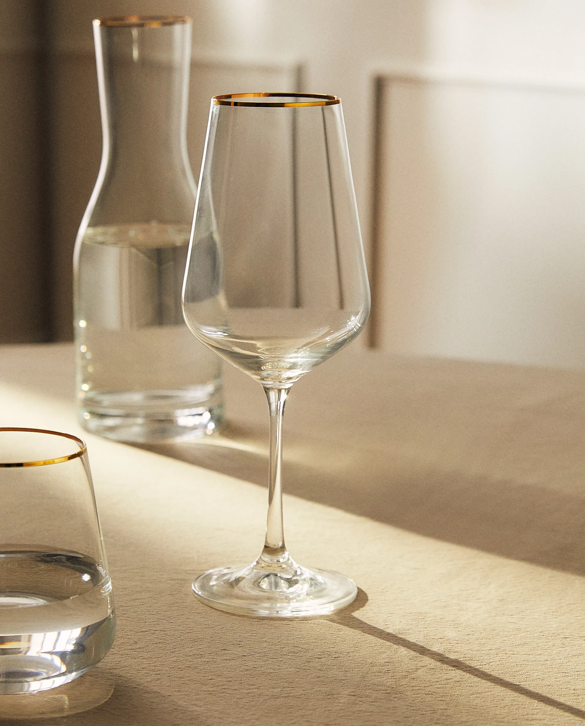 Glasses And Flutes*ZARA Home Bohemia Crystal Gold-Rimmed Wine Glass Golden