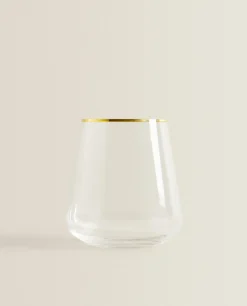 Tumblers*ZARA Home Bohemia Crystal Gold-Rimmed Tumbler Golden
