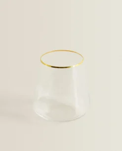 Tumblers*ZARA Home Bohemia Crystal Gold-Rimmed Tumbler Golden