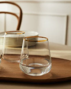 Tumblers*ZARA Home Bohemia Crystal Gold-Rimmed Tumbler Golden