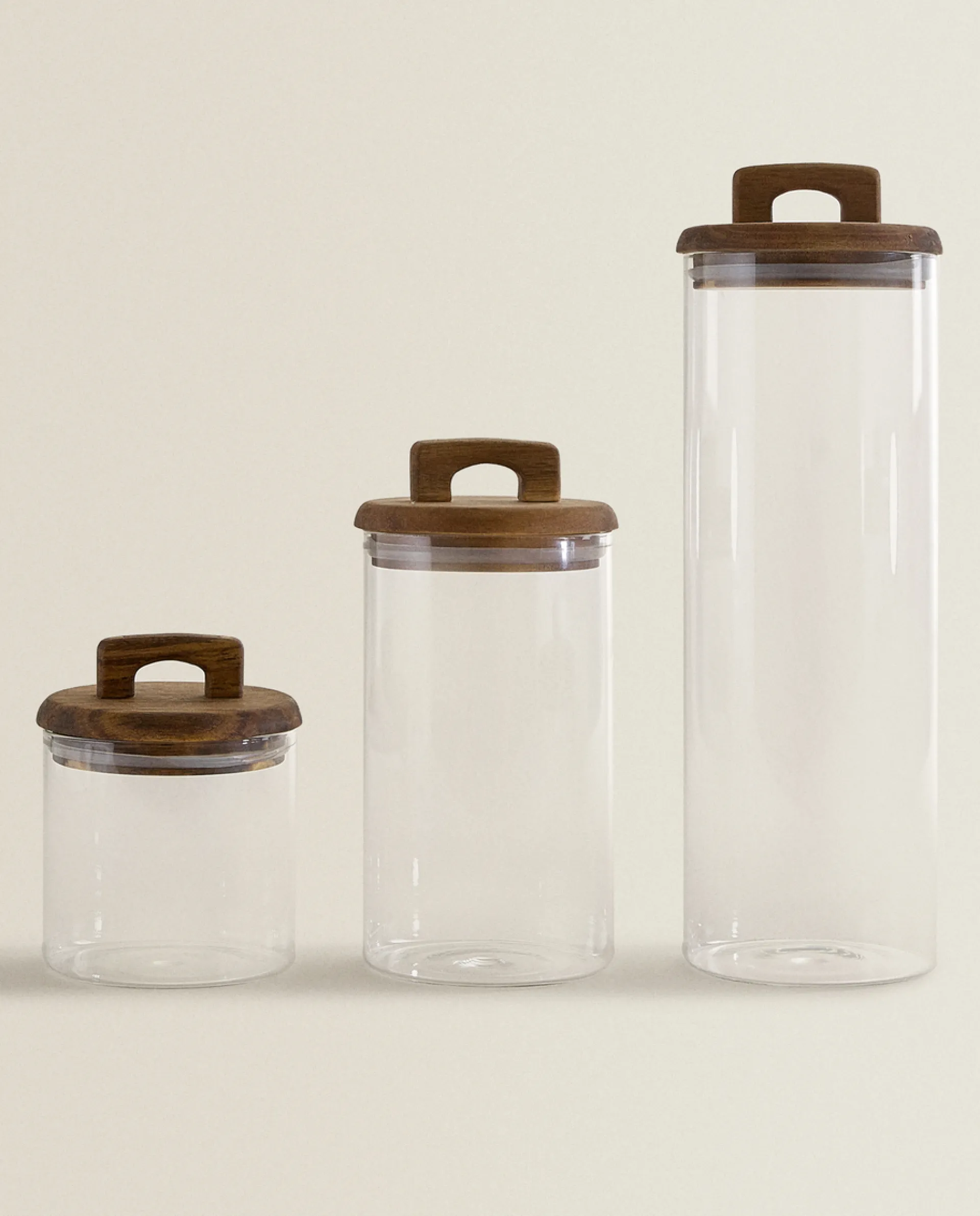 Borosilicate Glass*ZARA Home Borosilicate Glass And Wood Storage Jar Natural Colour