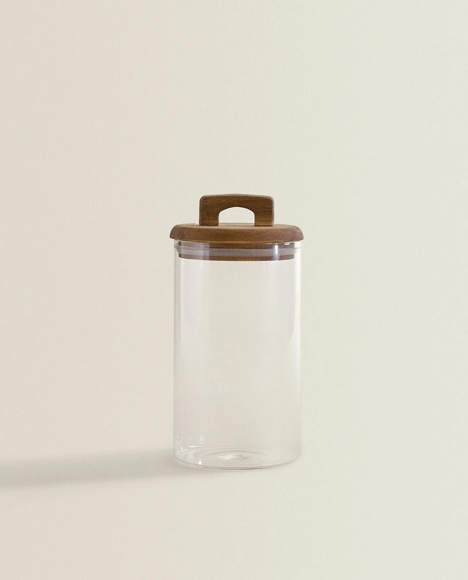 Borosilicate Glass*ZARA Home Borosilicate Glass And Wood Storage Jar Natural Colour