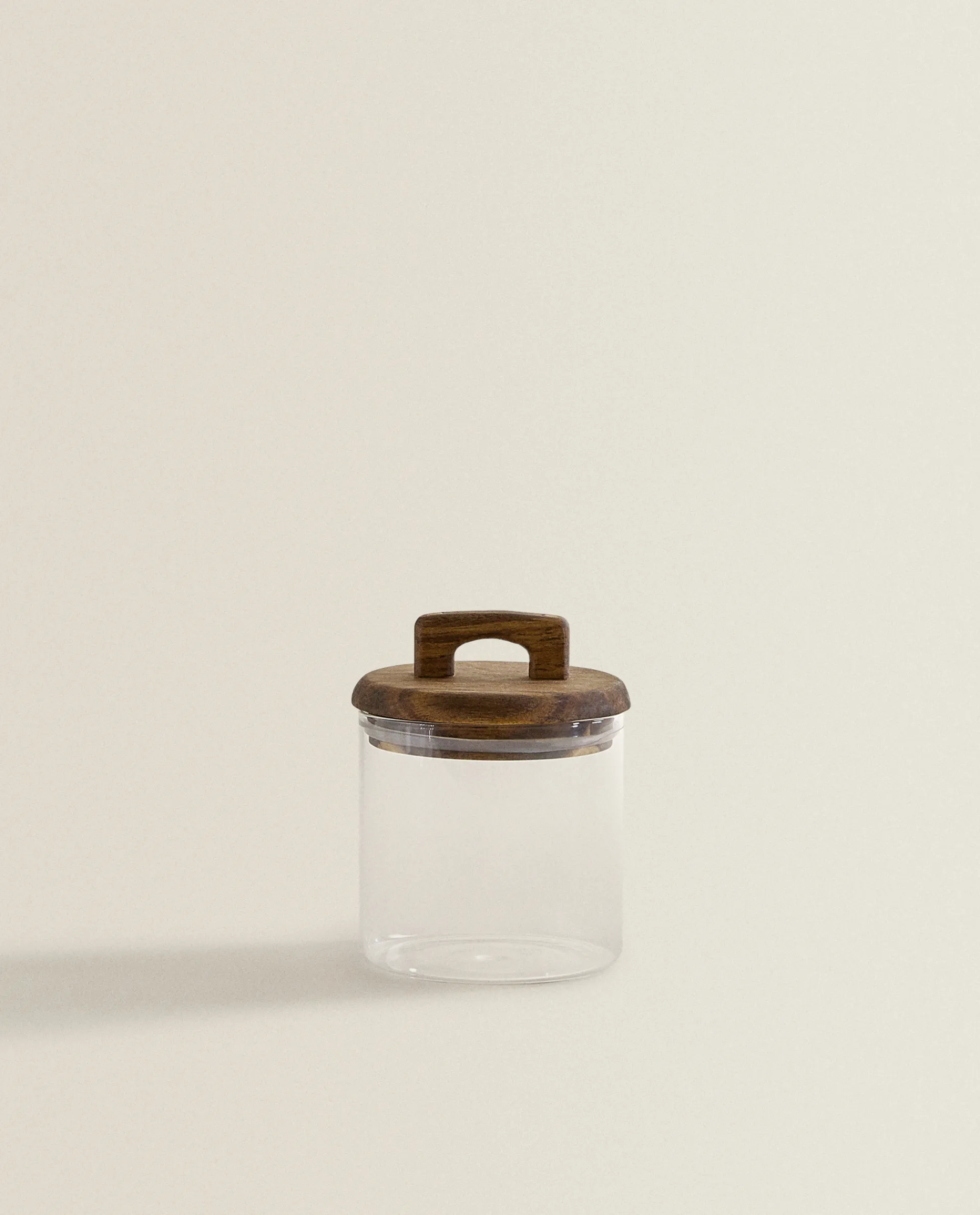 Borosilicate Glass*ZARA Home Borosilicate Glass And Wood Storage Jar Natural Colour