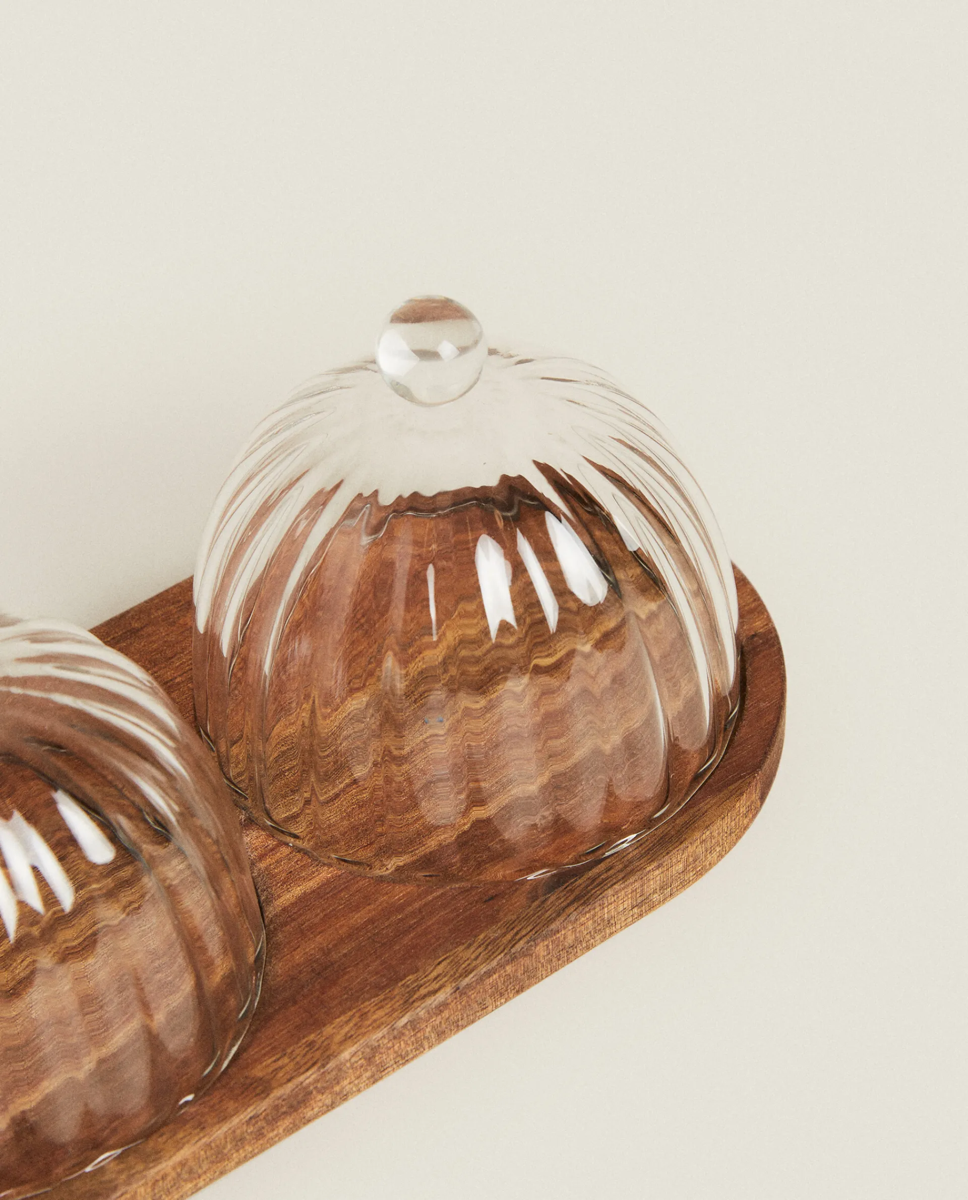 Borosilicate Glass*ZARA Home Borosilicate Glass And Wood Cake Plates Transparent