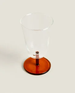 Glasses And Flutes*ZARA Home Borosilicate Wine Glass With Colored Stem Orange