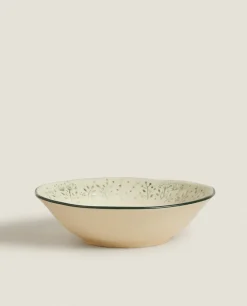 Dining*ZARA Home Bowl With Raised Floral Design For Christmas Green