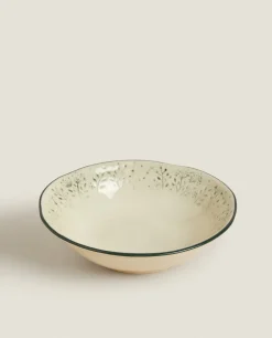 Dining*ZARA Home Bowl With Raised Floral Design For Christmas Green